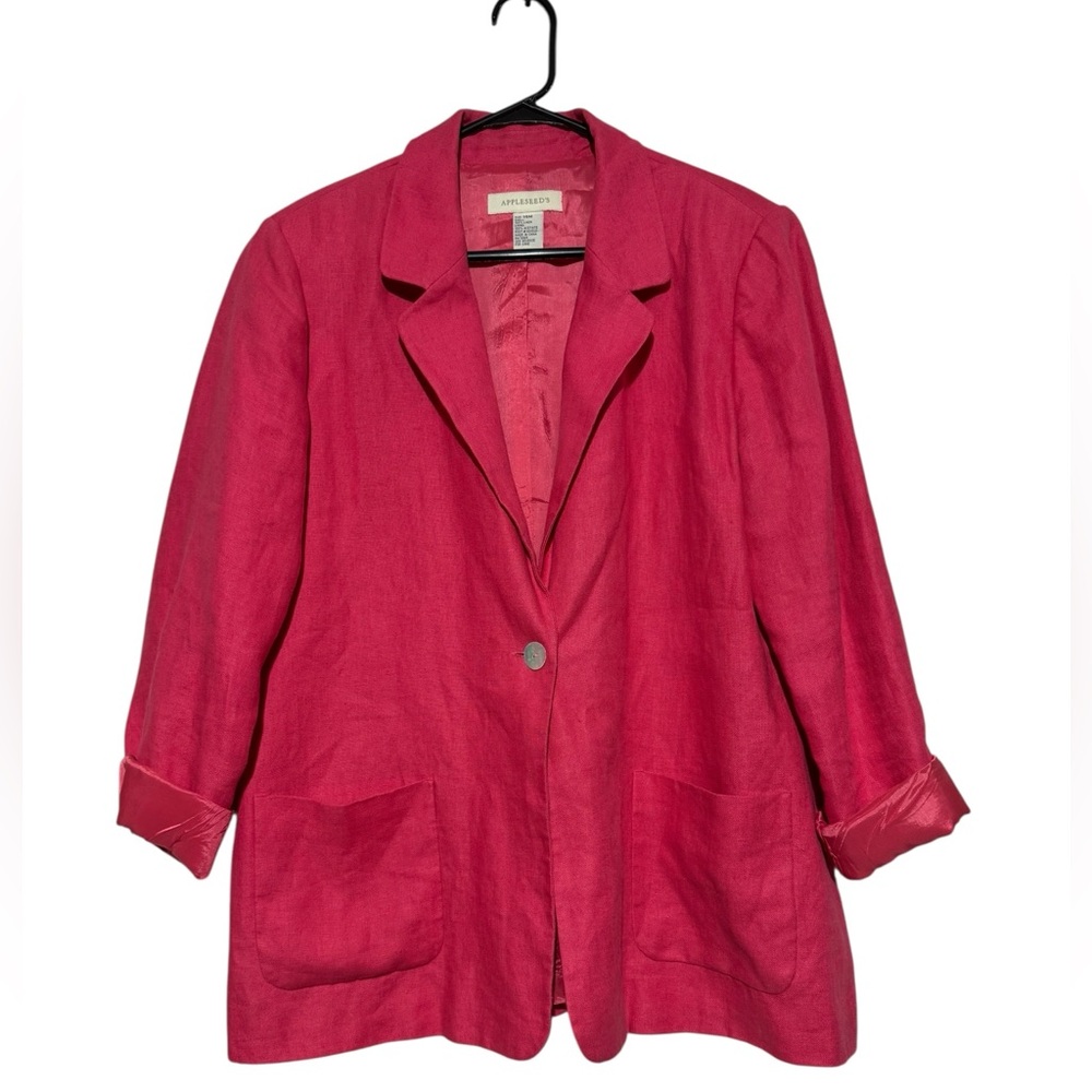 Appleseeds 100%‎ Linen Blazer Jacket Women plus Size 14 Spring Easter Capsule